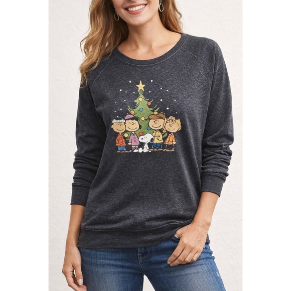 Charlie Brown Tops - Instant Message Charlie‎ Brown Nostalgia Retro Christmas Sweater Women's 1XW